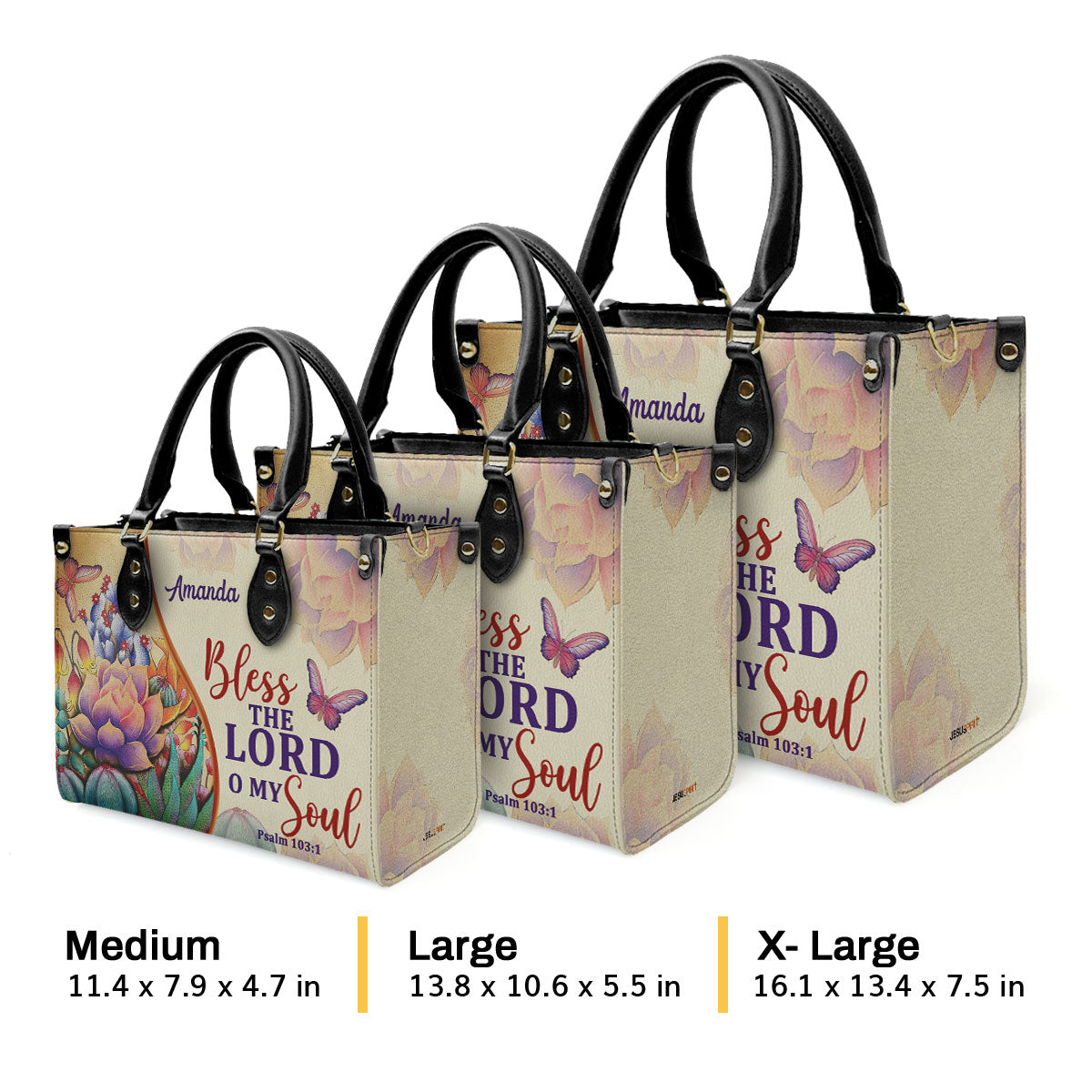 Psalm 103:1 Gift for Women - Personalized Leather Handbag GMJSLB200083