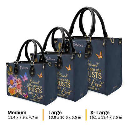 Blessed Is The Woman Who Trusts In The Lord - Personalized Leather Handbag GMJSLB200082