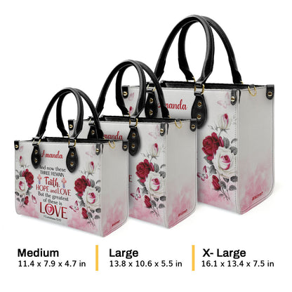 Corinthians 13:13 Inspirational Bag - Personalized Leather Handbag GMJSLB200066