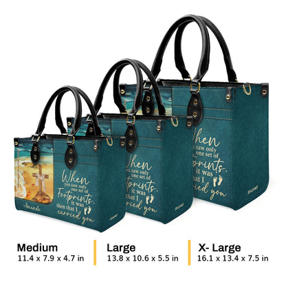 Footprints In The Sand - Personalized Leather Handbag GMJSLB200086