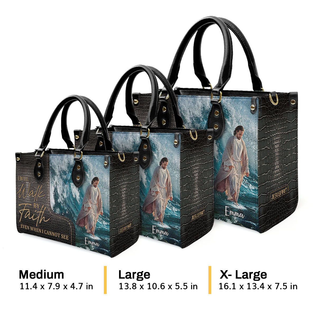 Walk By Faith Even I Cannot See - Personalized Leather Handbag GMJSLB200093
