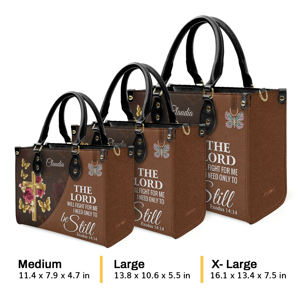 The Lord Will Fight For Me - Personalized Leather Handbag GMJSLB200096