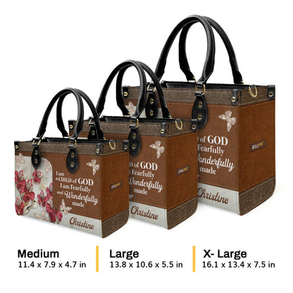 I Am A Child Of God Quote - Personalized Leather Handbag GMJSLB200109