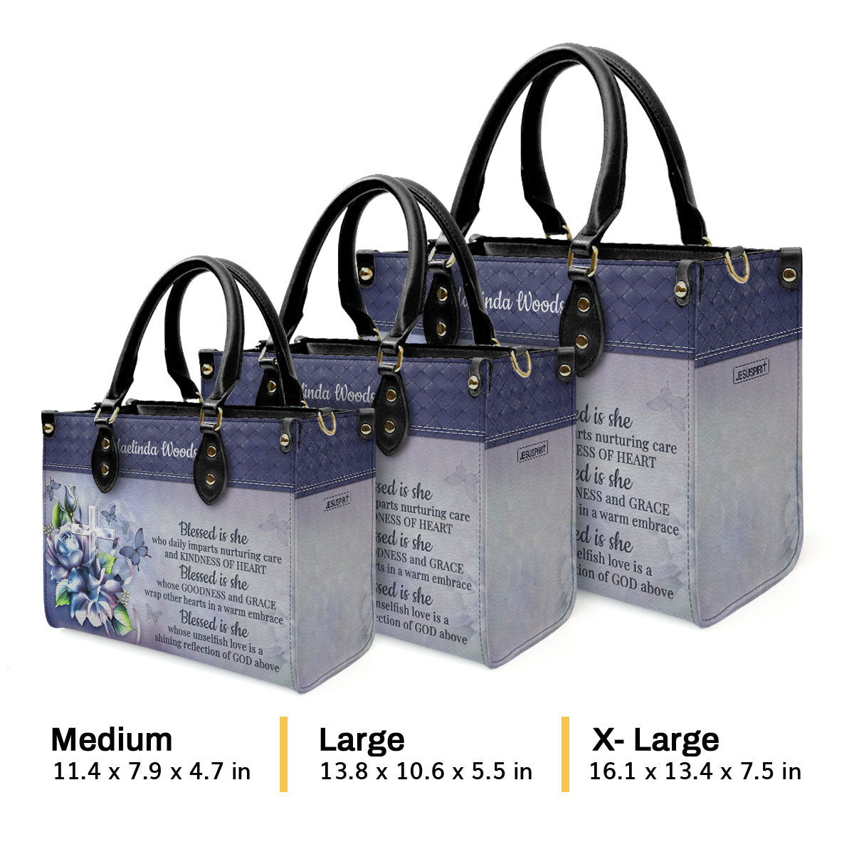 Blessed Is She Who Daily Imparts - Personalized Leather Handbag GMJSLB200095