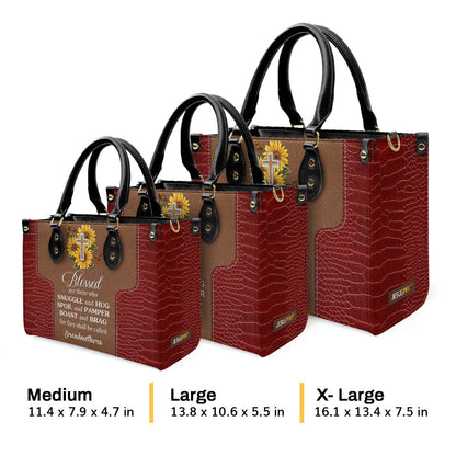 Blessed Are Those Who Spoil And Pamper - Personalized Sunflower Leather Handbag GMJSLB200097
