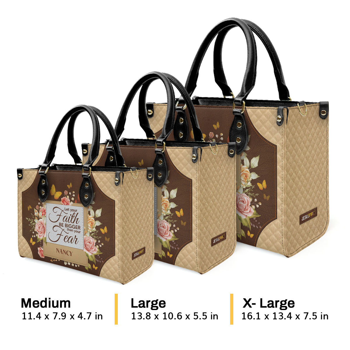 Let Your Faith Be Bigger - Personalized Leather Handbag GMJSLB200101