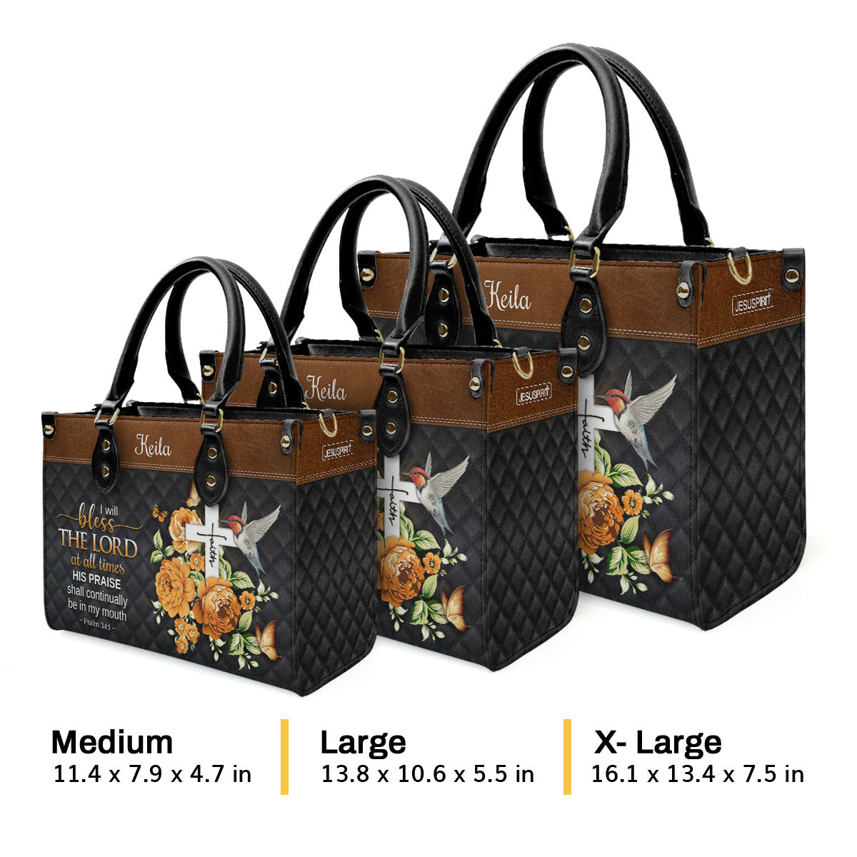 I Will Bless The Lord At All Times - Personalized Leather Handbag GMJSLB200082