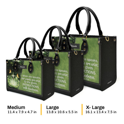 When She Speaks, Her Words Are - Personalized Leather Handbag GMJSLB200083