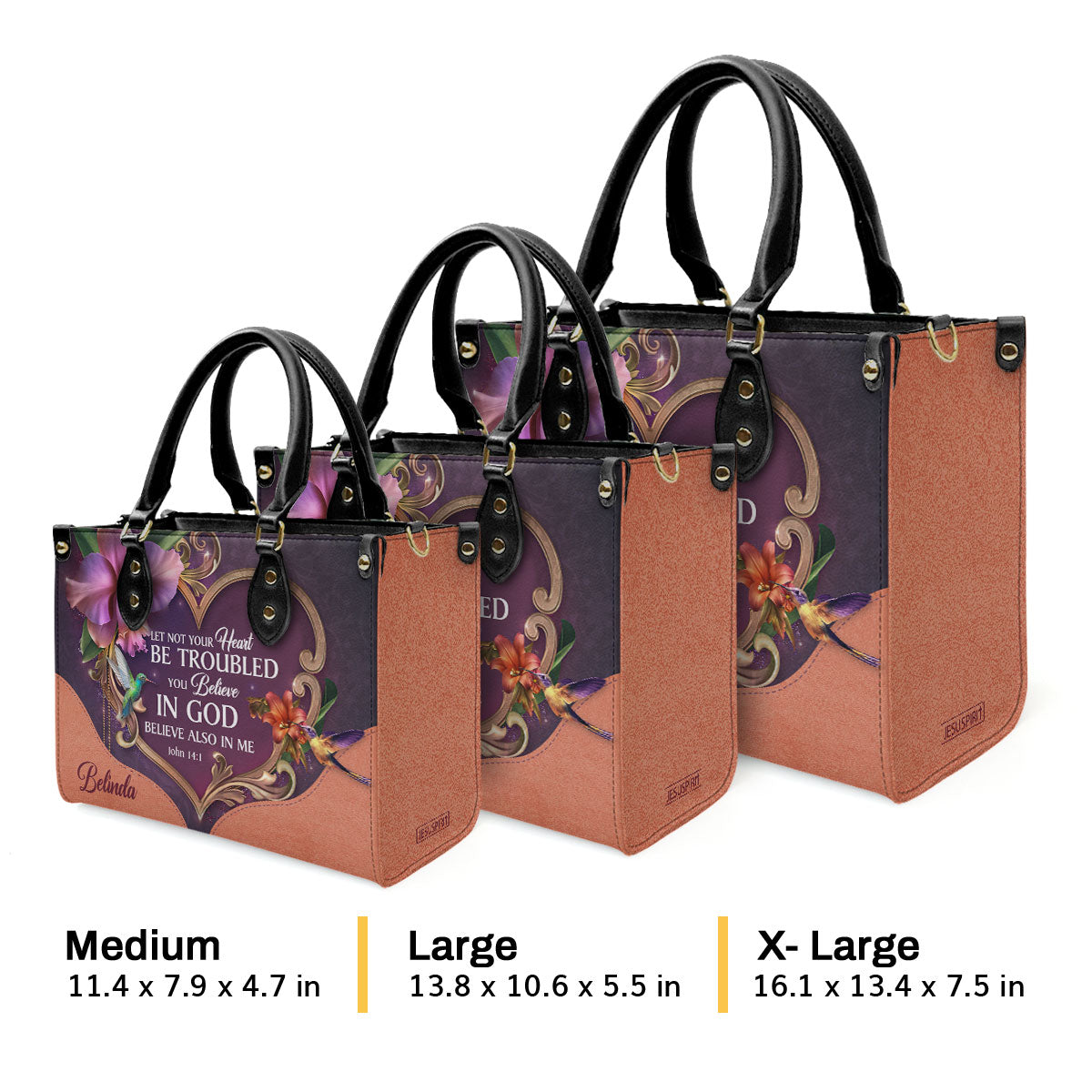 Let Not Your Heart Be Troubled - Personalized Leather Handbag GMJSLB200087