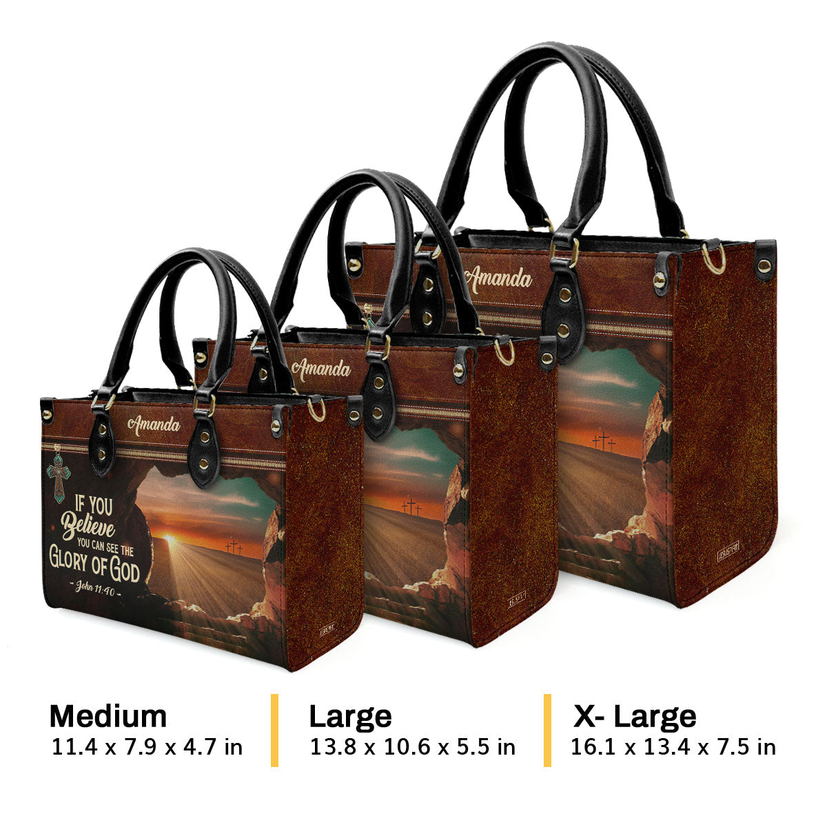 Faith Quote - Personalized Leather Handbag GMJSLB200105