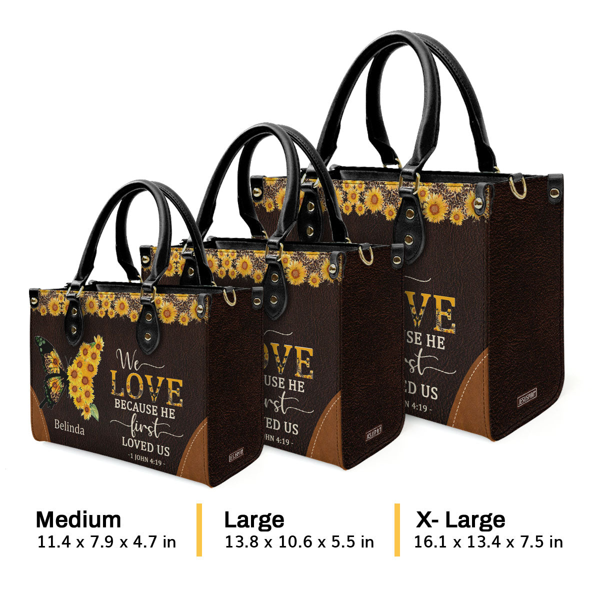 We Love Because He First Loved Us - Personalized Leather Handbag GMJSLB200110