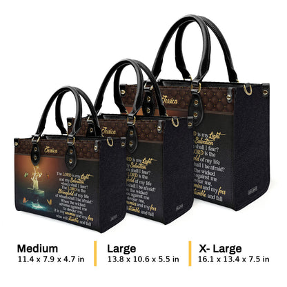 Psalm 27:1 Faith Quote - Personalized Leather Handbag GMJSLB200116