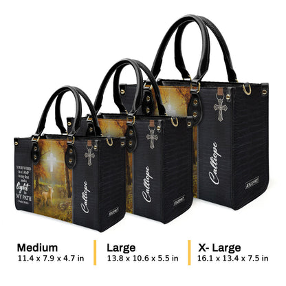Your Word Is A Lamp To My Feet - Personalized Leather Handbag GMJSLB200107