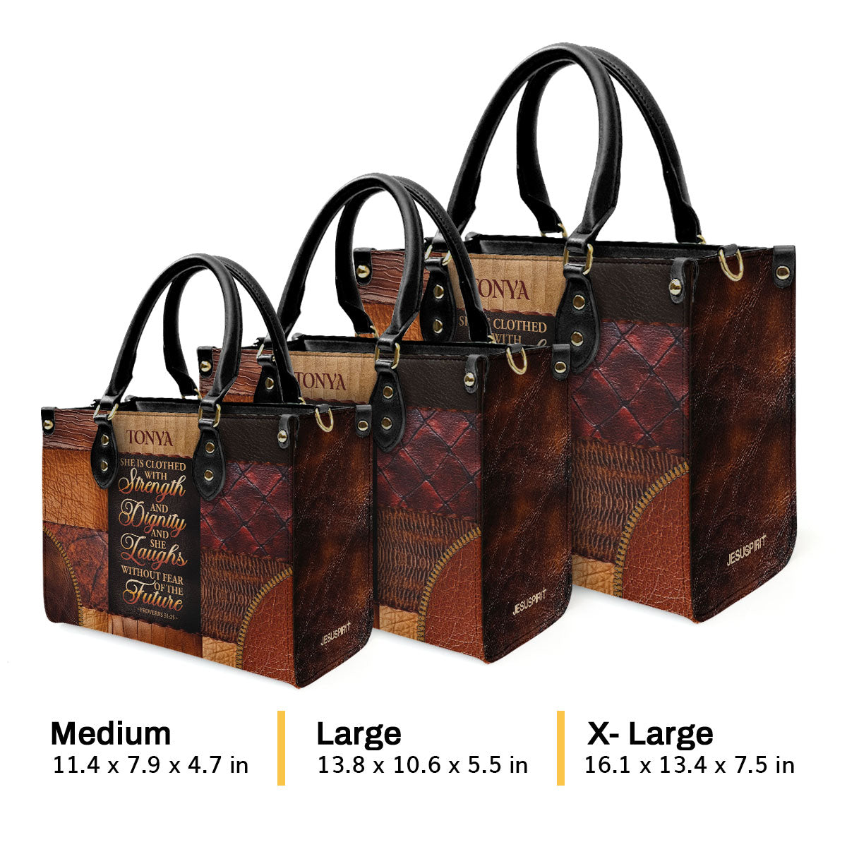 She Is Clothed With Strength and Dignity - Personalized Leather Handbag GMJSLB200037
