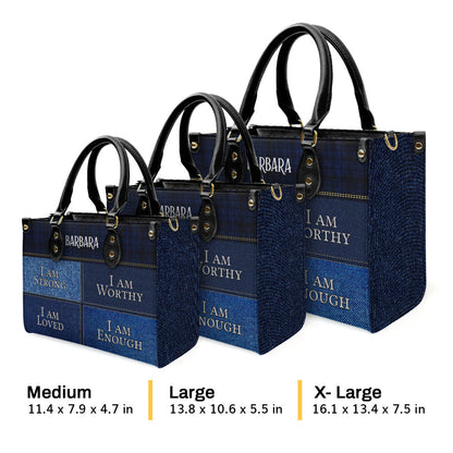 I Am Worthy - Personalized Leather Handbag GMJSLB200043
