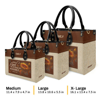 With God All Things Are Possible - Personalized Leather Handbag GMJSLB200010