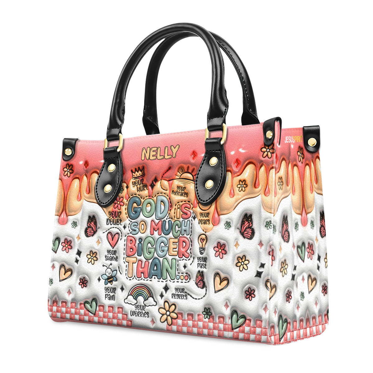 God Is Bigger Than - Personalized Leather Handbag - Gift for Women GMJSLB200026