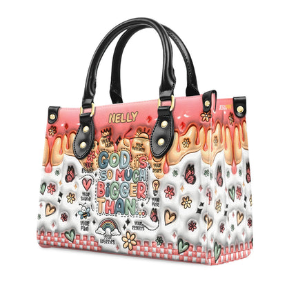 God Is Bigger Than - Personalized Leather Handbag - Gift for Women GMJSLB200026