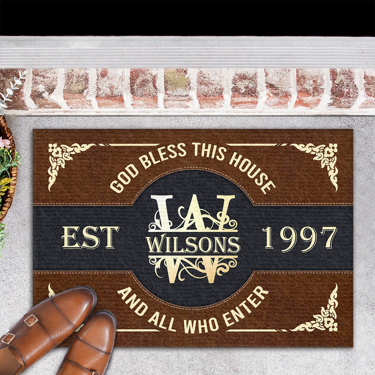 God Bless This House - Personalized Doormat - Christian Home Decor GDMJS10094