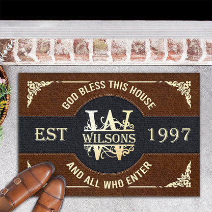 God Bless This House - Personalized Doormat - Christian Home Decor GDMJS10094