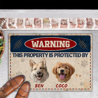 Warning This Property Is Protected - Personalized Doormat GDMJS10091