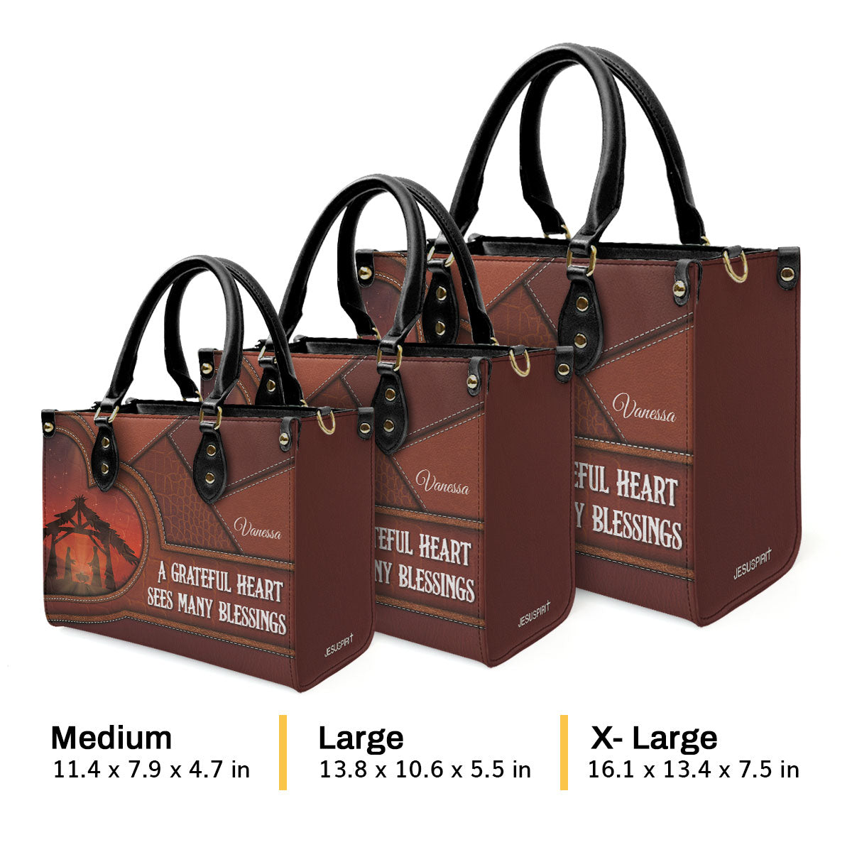 Grateful Heart - Personalized Leather Handbag GMJSLB200098