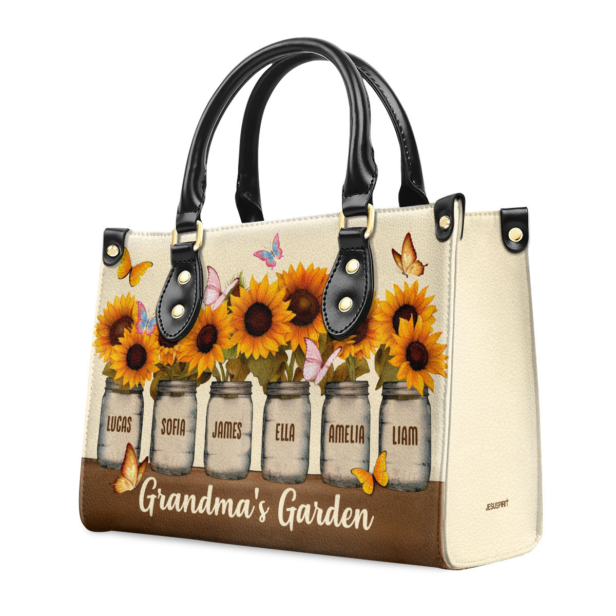 Grandma's Garden - Personalized Leather Handbag GMJSLB200031