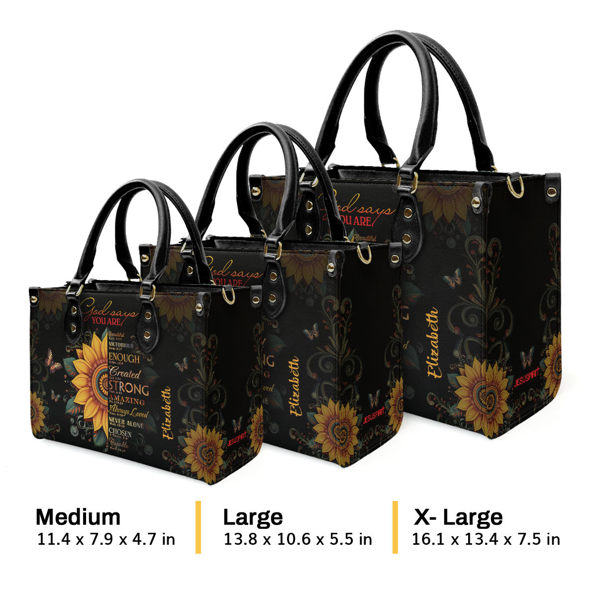 Sunflower Faith Quote - Personalized Leather Handbag GMJSLB200028