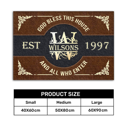 God Bless This House - Personalized Doormat - Christian Home Decor GDMJS10094