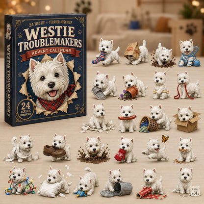 Westie Troublemakers Advent Calendar 2026 - 24-Day Festive Countdown, Acrylic Charms Blind Box - Gift For West Highland Terrier Lovers AC0NT132 - AT000043