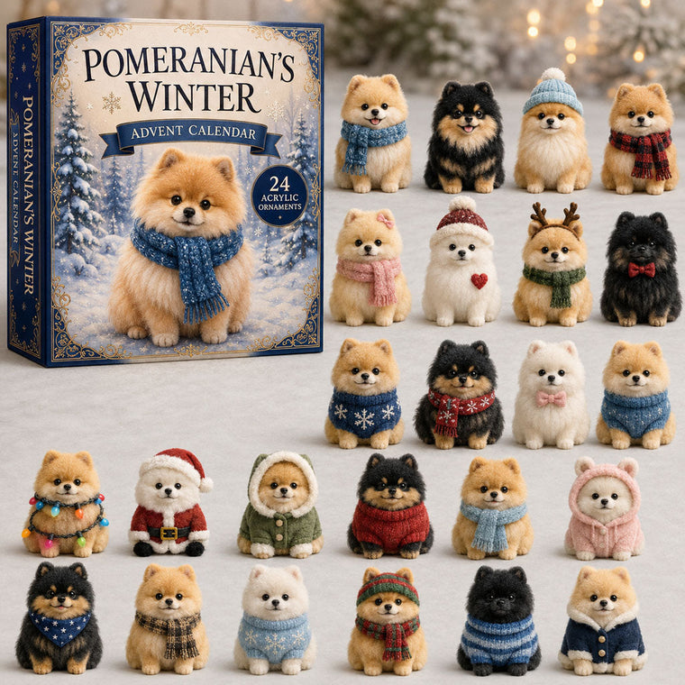 Winter Pomeranian Advent Calendar 2026 - 24-Day Festive Countdown, Acrylic Charms Blind Box - Gift For Dog Lovers AC0TM003 - AT000040