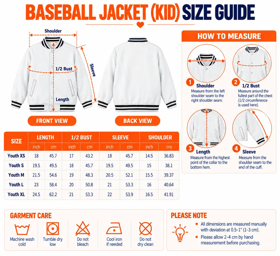 Size guide — Galactic Saga 50th Anniversary - Personalized Baseball Jacket KN100263