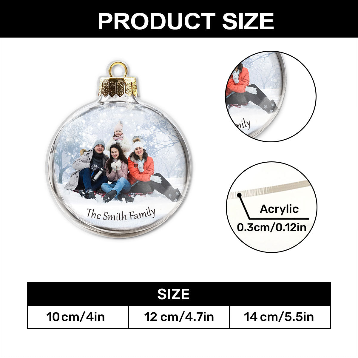 Family Photo - Christmas Ball Ornament - Personalized Acrylic Keepsake GOJS10252