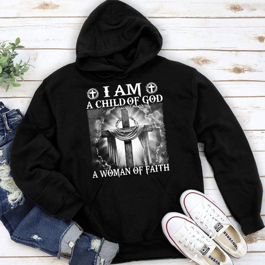 I Am A Child of God - Classic Cross Hoodie - Inspirational Apparel