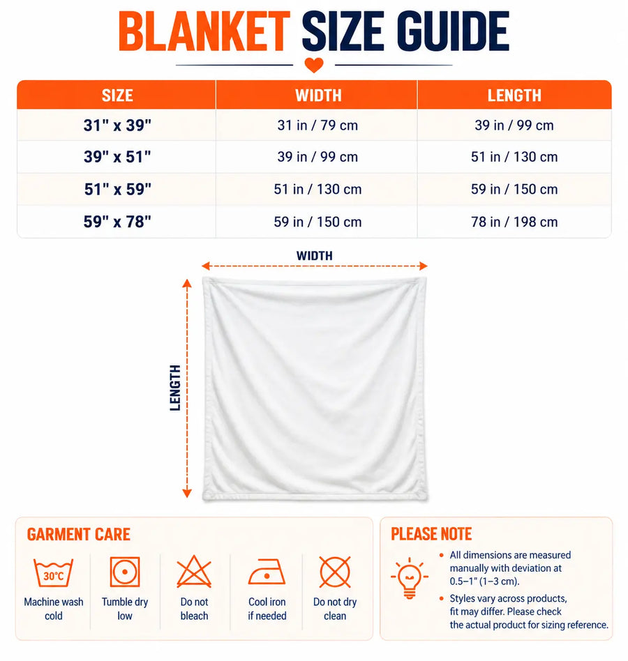 Size guide — Green Monster - Personalized Blanket TC100112
