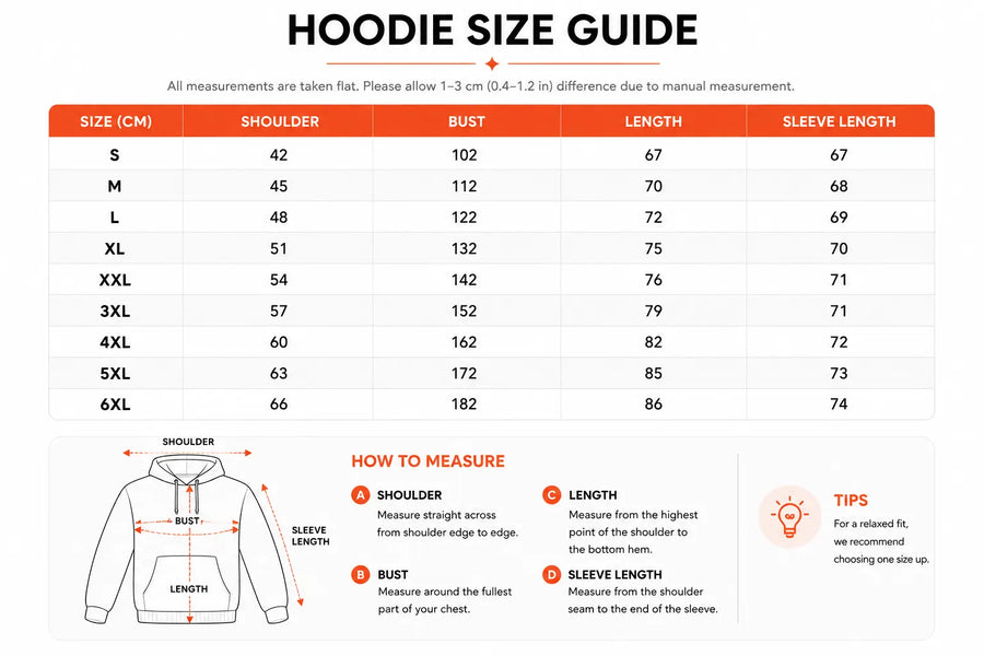 Size guide — Midnight Desert Witch Ride - Personalized 3D Shirt VT100070