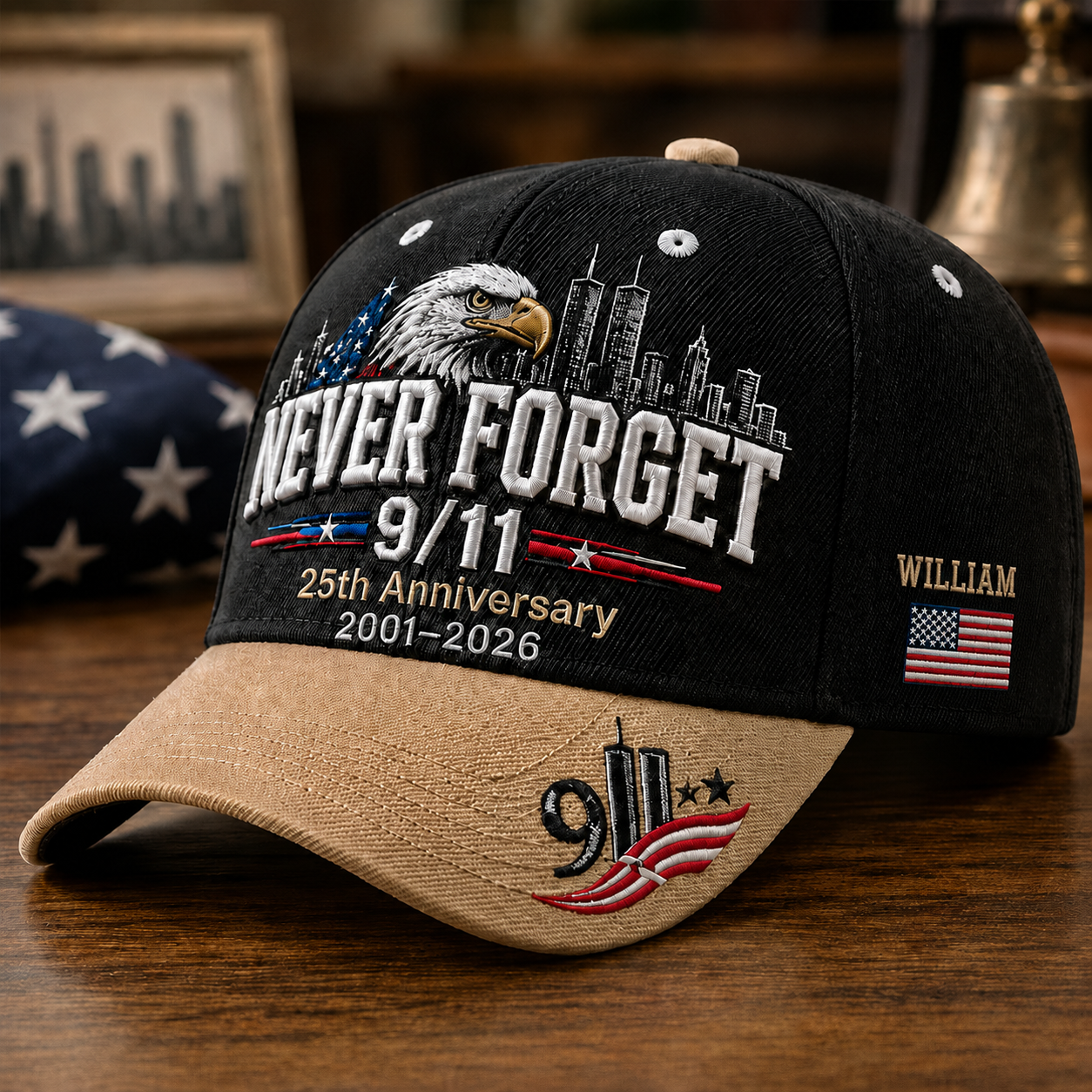 Retro 9.11 Never Forget - Personalized Classic Cap - Gift For Veterans, Firefighters, Police Officer TC100006