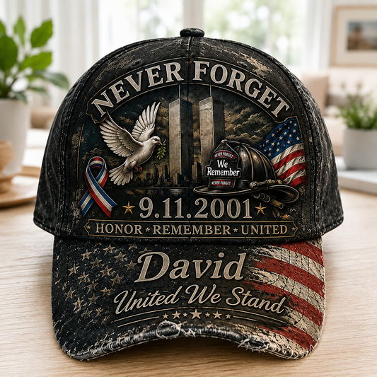 September 11 Never Forget United We Stand American Flag - Personalized Classic Cap TC100023