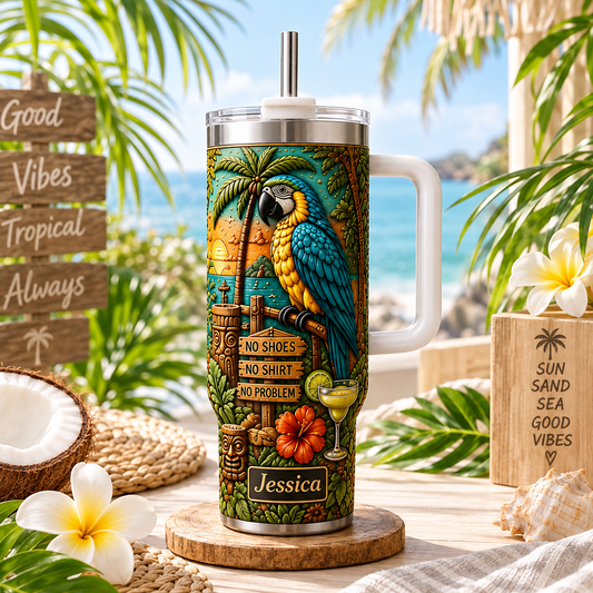 Paradise Is Calling - Personalized 40oz Tumbler With Handle