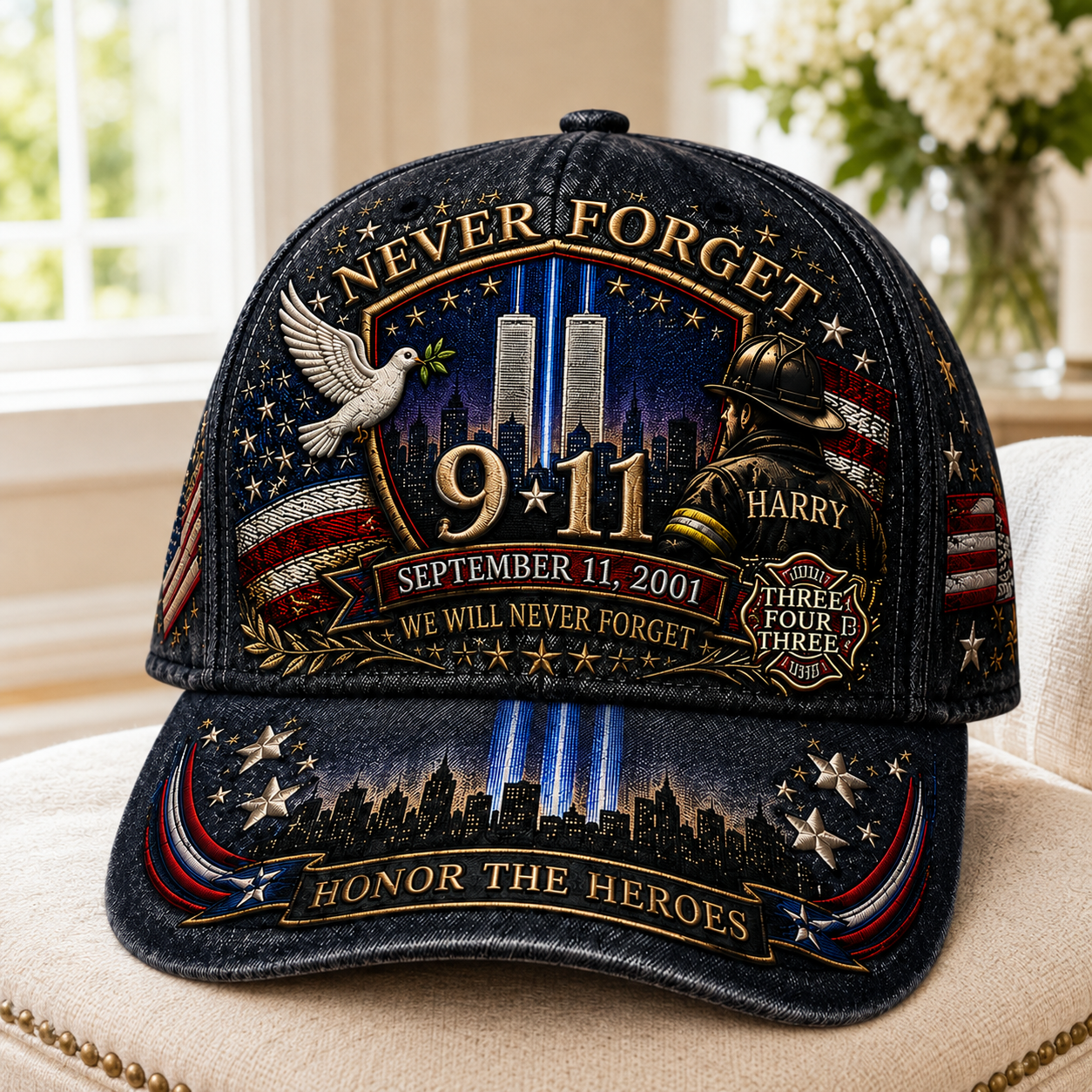 September 11 Never Forget United We Stand American Flag - Personalized Classic Cap TC100022