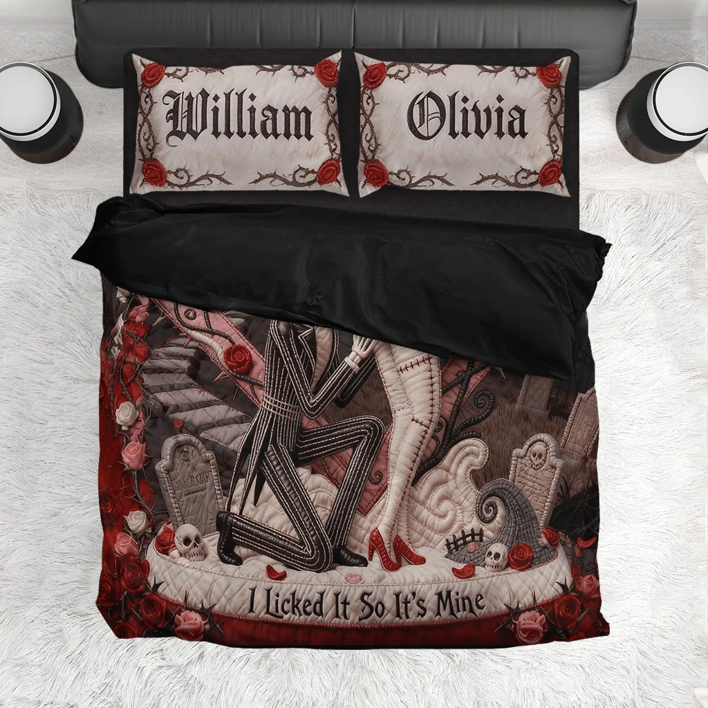 Gothic Skeleton Couple - Personalized Quilted Bedding Set VT100084