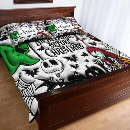 Spooky Gothic Christmas - Personalized Quilted Bedding Set VT100085