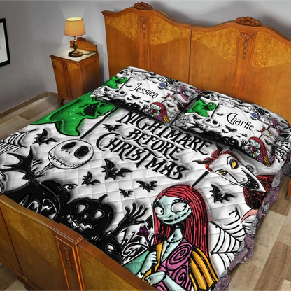 Spooky Gothic Christmas - Personalized Quilted Bedding Set VT100085