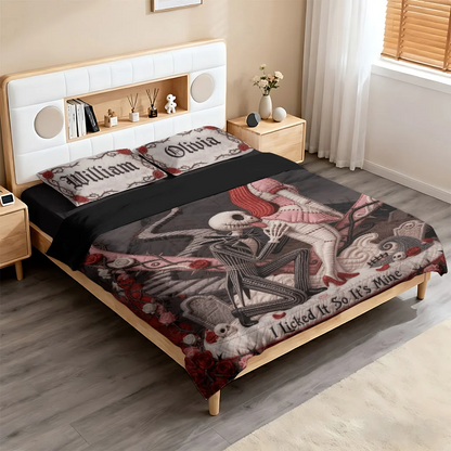 Gothic Skeleton Couple - Personalized Quilted Bedding Set VT100084