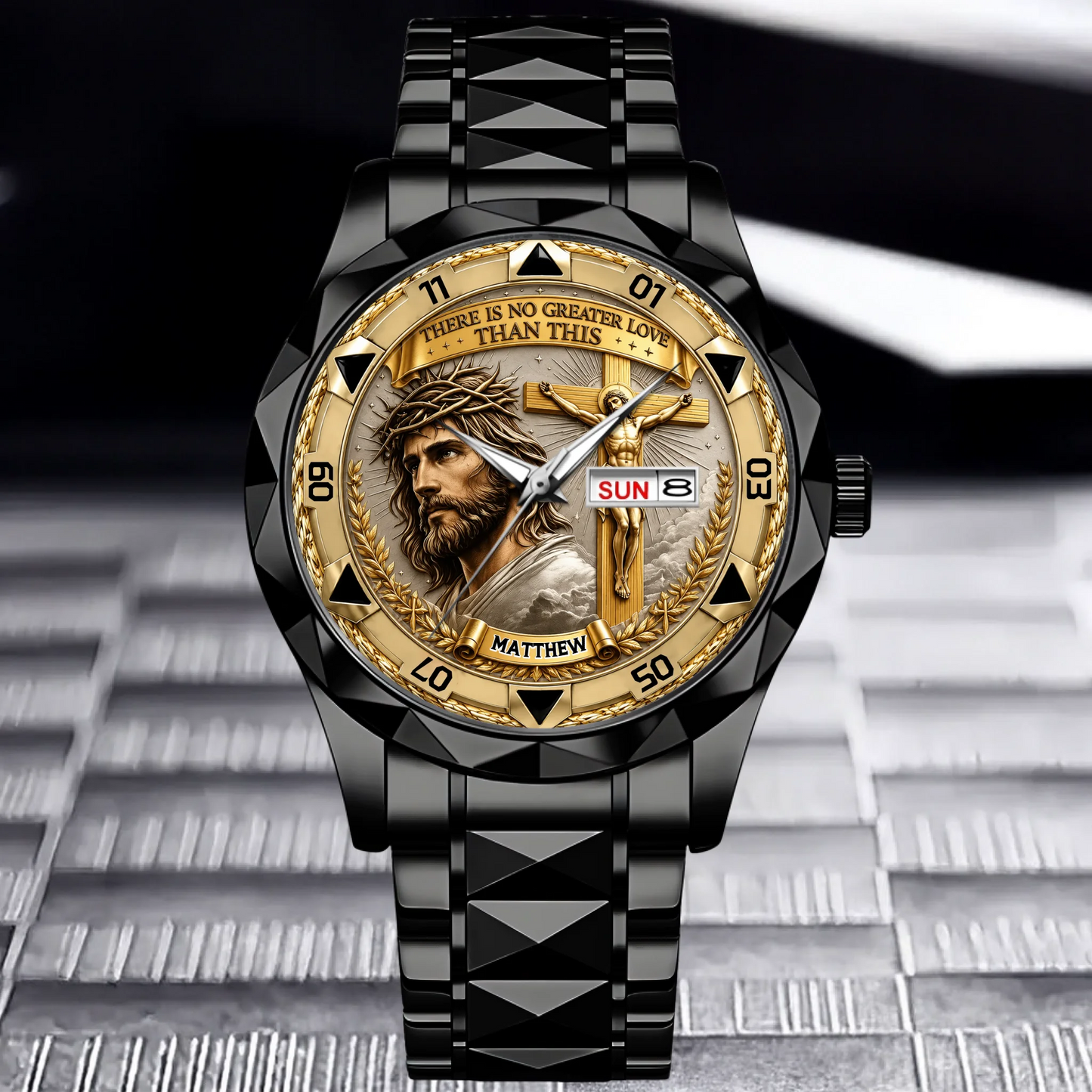 Jesus Christ Crucifix Watch – Christian Faith Gift for Men & Families - Personalized Men's Wrist Watch VT100031