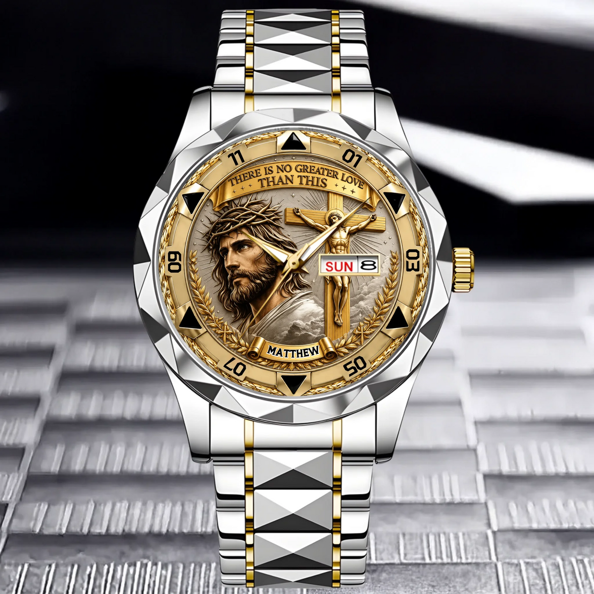 Jesus Christ Crucifix Watch – Christian Faith Gift for Men & Families - Personalized Men's Wrist Watch VT100031