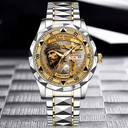Jesus Christ Crucifix Watch – Christian Faith Gift for Men & Families - Personalized Men's Wrist Watch VT100031