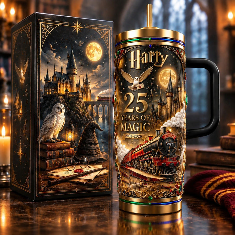 Wizard And Witch 25 Years Of Magic - Personalized 40oz Tumbler With Handle TC100105