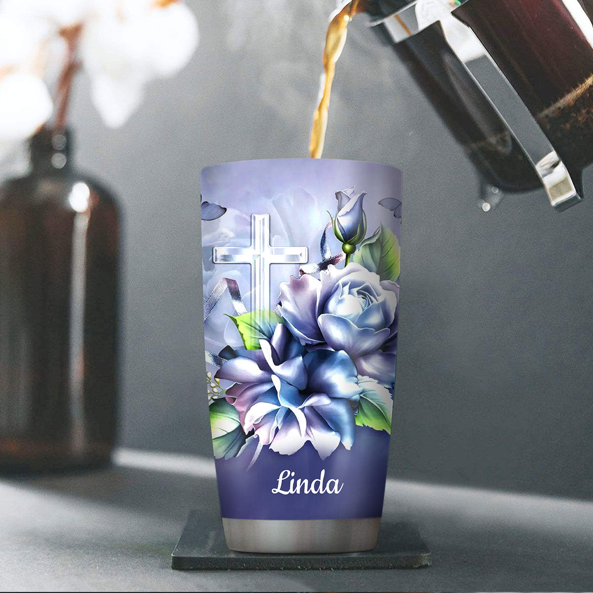 Blessed Is She Who Daily Imparts - Personalized Stainless Steel Tumbler