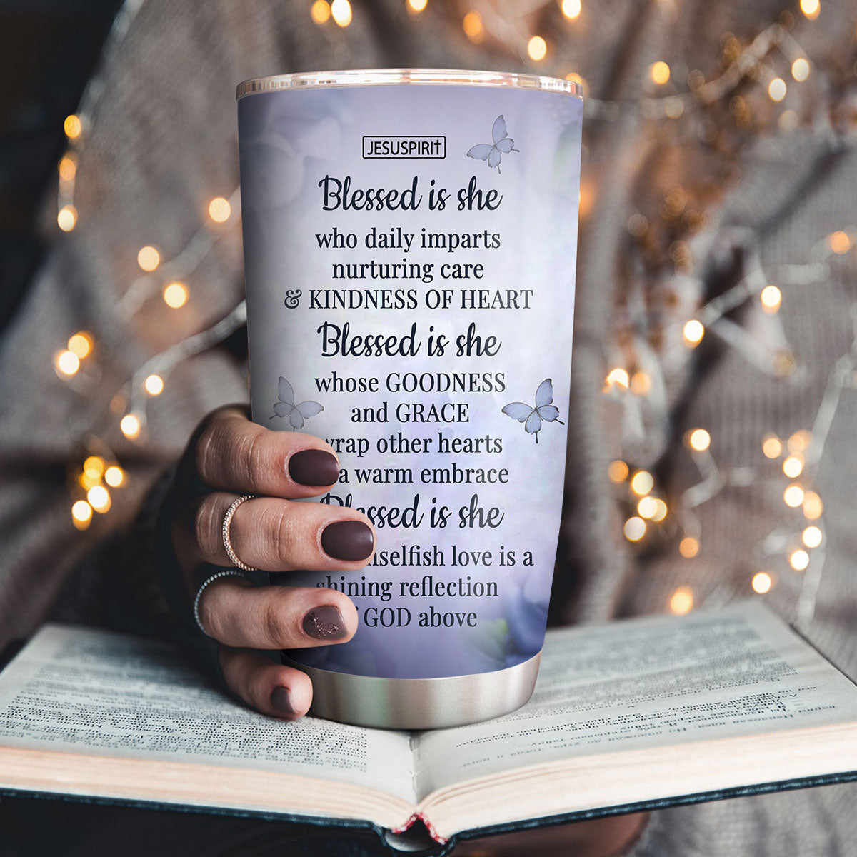 Blessed Is She Who Daily Imparts - Personalized Stainless Steel Tumbler